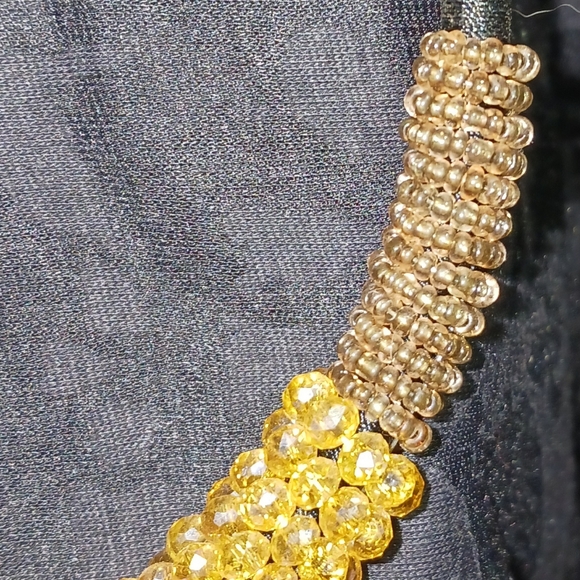 Crochet rope Gold color Crystal bead choker - Picture 3 of 3
